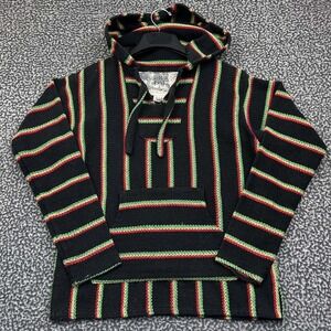 Original Senor Lopez Baja Joe Hoodie Men Small Black Striped Poncho S‎